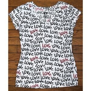 It's Women's Medium White w/ Red & Black Love Script Top